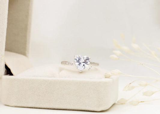 Eternal Spark Heart Ring in Sterling Silver – A Dazzling Token of Love