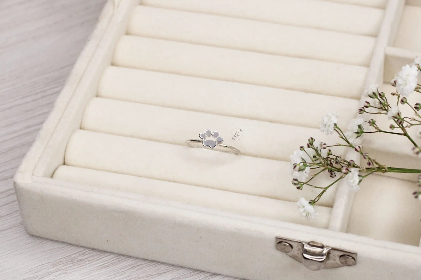 🐾 Sterling Silver Paw Print Ring – Dainty Pet Lover's Band for Women and Men