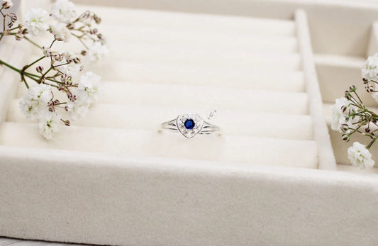 Blue Heart Sterling Silver Ring – A Dazzling Symbol of Elegance and Affection
