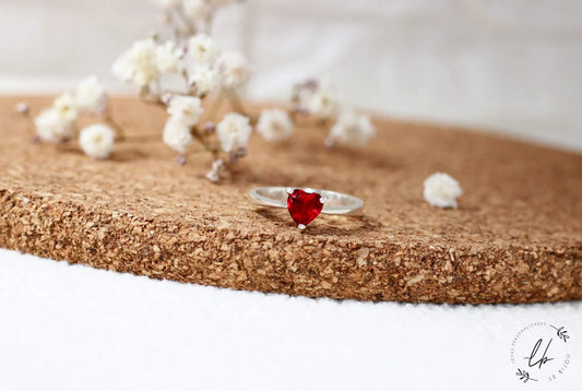 Forever Love: 950 Sterling Silver Red Heart Ring – Romantic Handmade Elegance