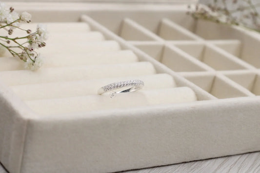 Sterling Silver Pave Band Ring – Radiant Elegance for Everyday Glam