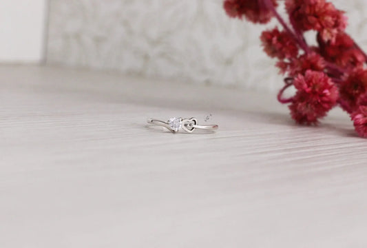 💍 Heart &amp; Solitaire Diamond Ring in 925 Sterling Silver – A Promise of Eternal Love