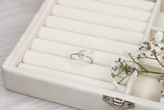 🌙 Sterling 925 Silver Moon &amp; Star Ring – A Celestial Embrace of Elegance