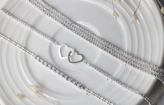 PULSERA 3 FILAS CIRCONES BLANCOS CON EXTENSION