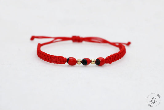 Pulsera de Protección y Energía Positiva con 2 Bolas de Oro de 18K