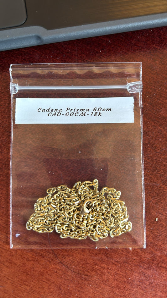 CADENA PRISMA 60CM - SEMI GRUESA - ORO 18K
